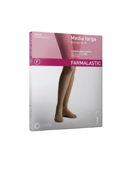 FARMALASTIC MEDIA LARGA CON BLONDA COMPRESIÓN FUERTE TALLA EXTRA GRANDE