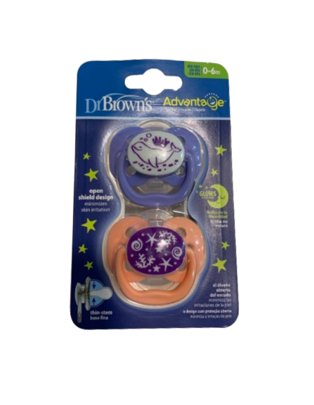 DR BROWN'S CHUPETES ADVANTAGE NOCTURNO 0-6 MESES