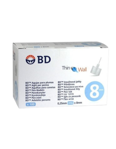 AGUJA BD PLUMAS 31G 0,25 X 8MM S/LAT 100 UNIDADES